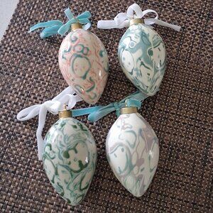 Set of 4 New Glass Holiday Ornaments